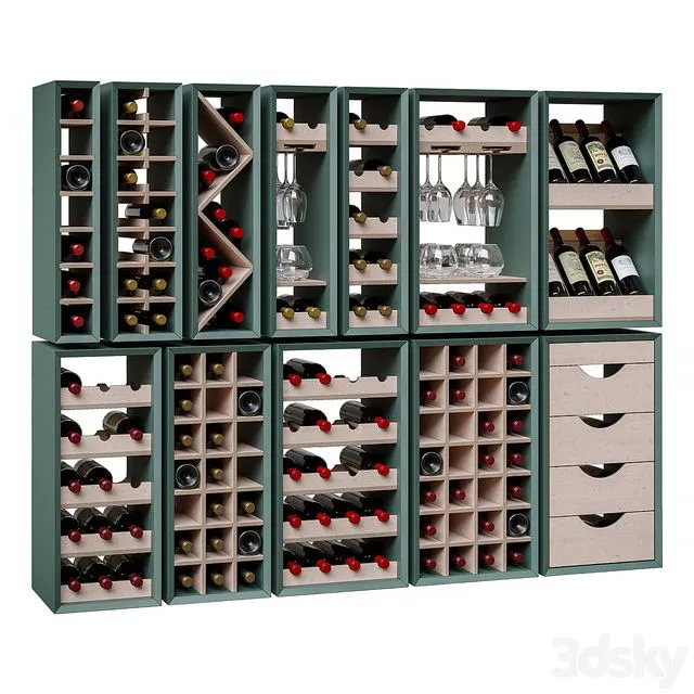 Wine sections for kitchen sets 3D Model Wine sections for kitchen sets 3D Model