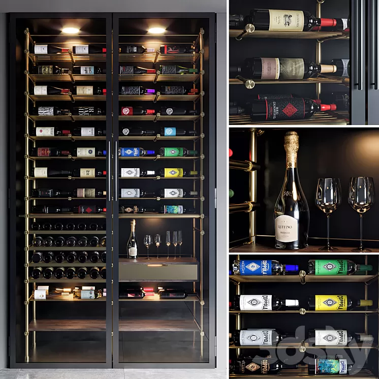 wine shelf 03 3D Model Free Download