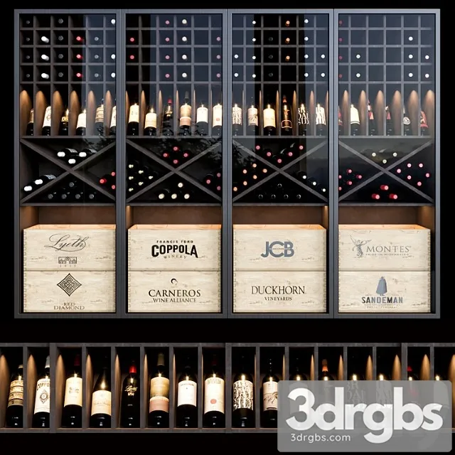 Wine shelf 04 3D Model Download