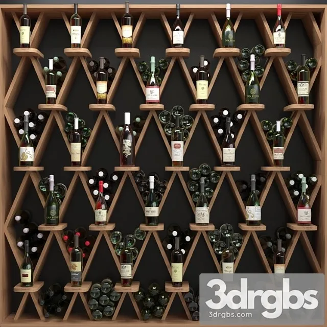 Wine shelf in a liquor store 2. alcohol 3D Model Download