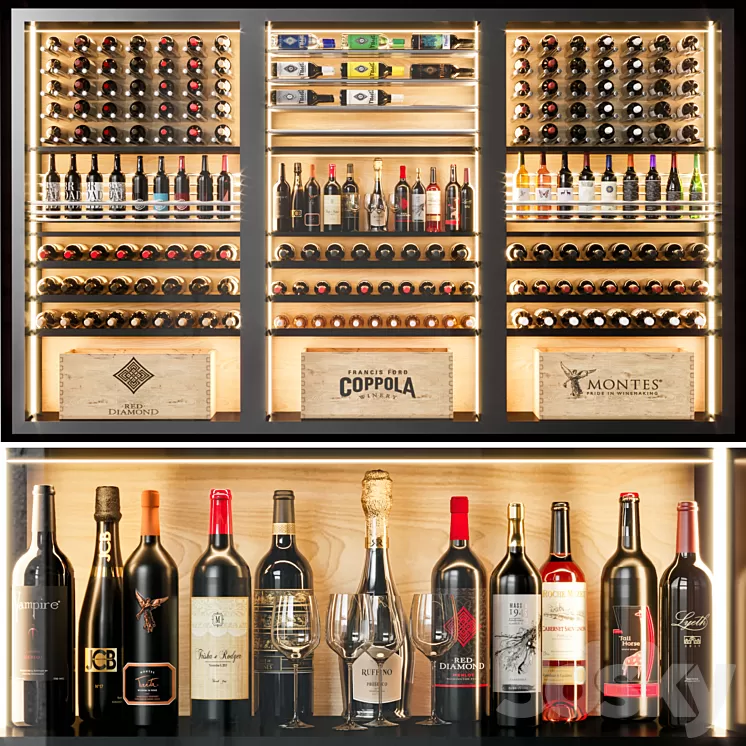 wine shelfs 06 3D Model