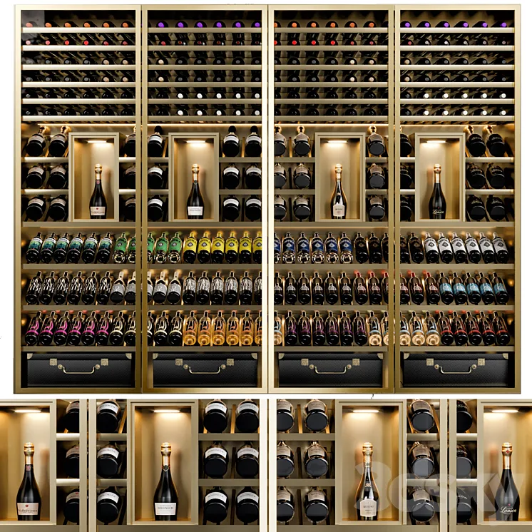 wine shelfs 07 3D Model Free Download