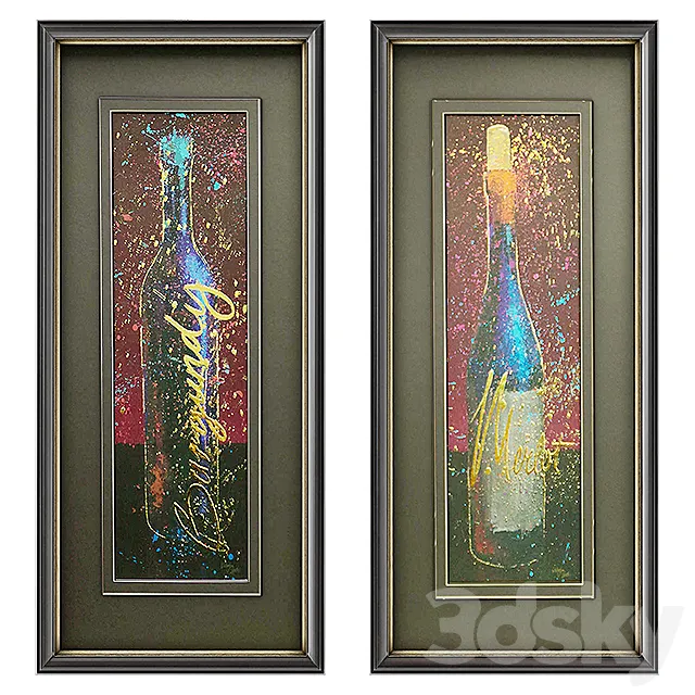 Wine Splash Framed Wall Art 3D Model Wine Splash Framed Wall Art 3D Model