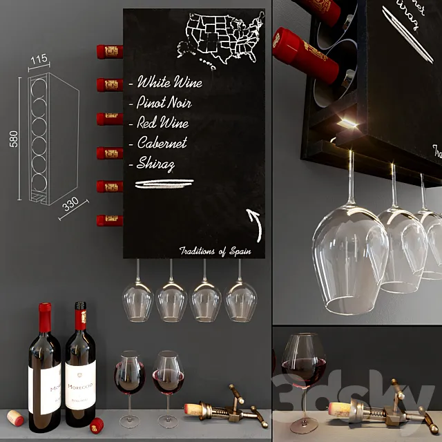 Wine Wall Decorative Cabinet 3DModel