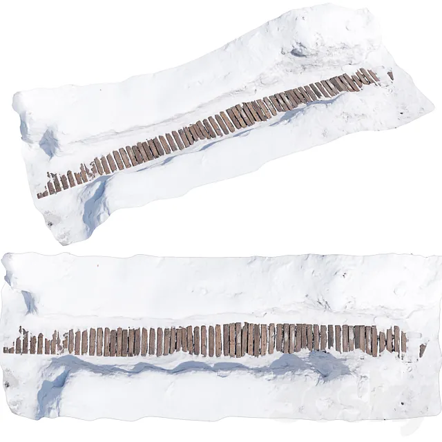 Winter path made of wood 3D Model Winter path made of wood 3D Model