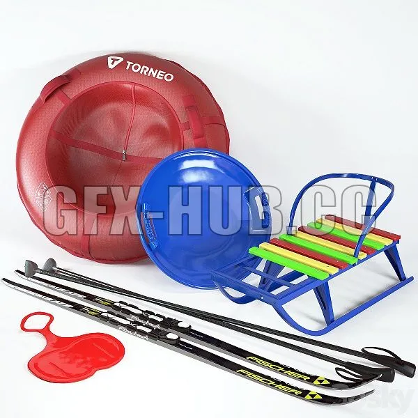 Winter sports set 3D Model
