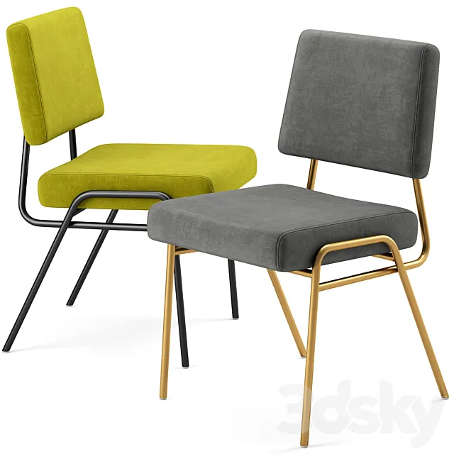 Wire Frame Upholstered Dining Chair Westelm 3D Model