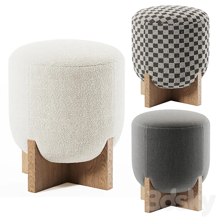 WISEMAX FURNITURE ottoman with wooden legs 3D Model Free Download