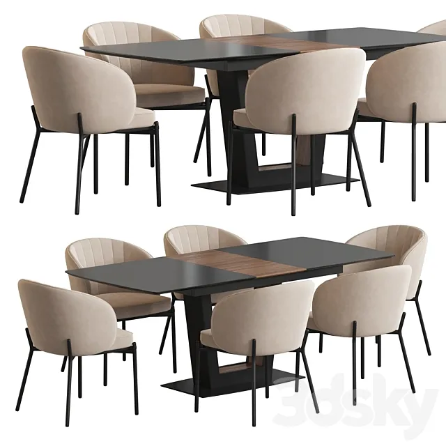 Wish table Cruz chair Dining set 3D Model Wish table Cruz chair Dining set 3D Model