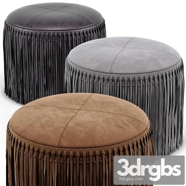 Wisteria Suede Boho Round Ottoman 3D Model Download