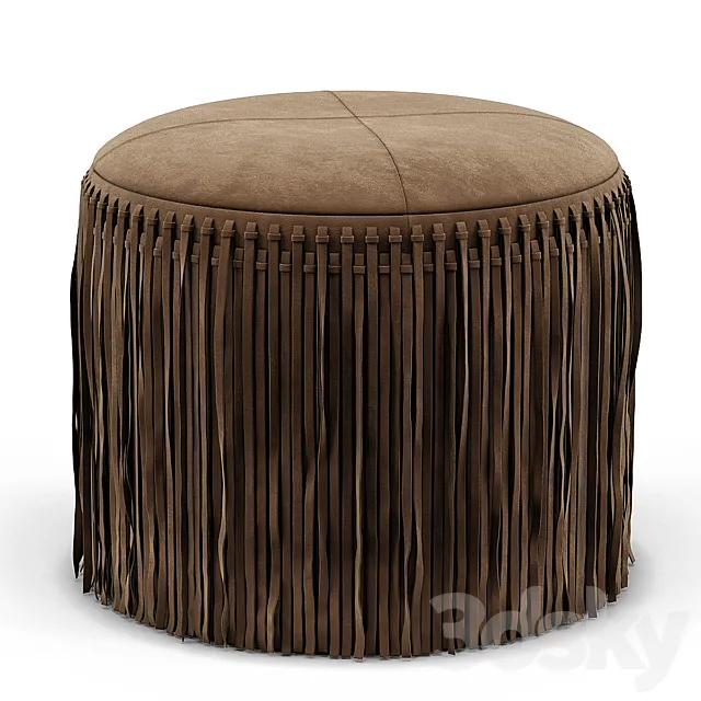 Wisteria Suede Boho Round Ottoman 3DModel