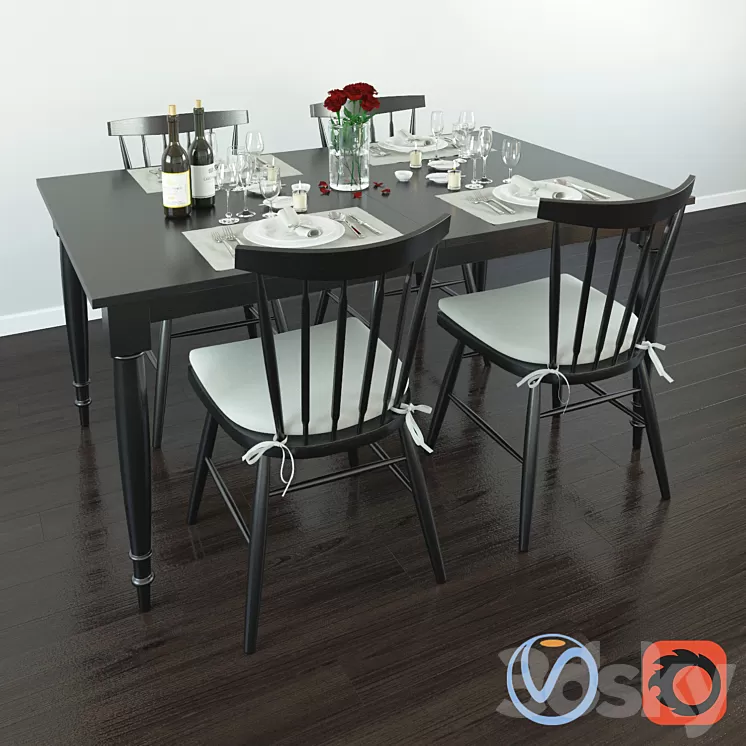 Wolcott extention dining table 3D Model Wolcott extention dining table 3D Model