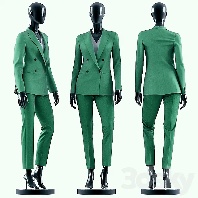 Woman Green Suit 3D Model
