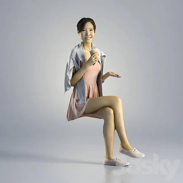 Woman Jess Casual Sitting 001 3D Model