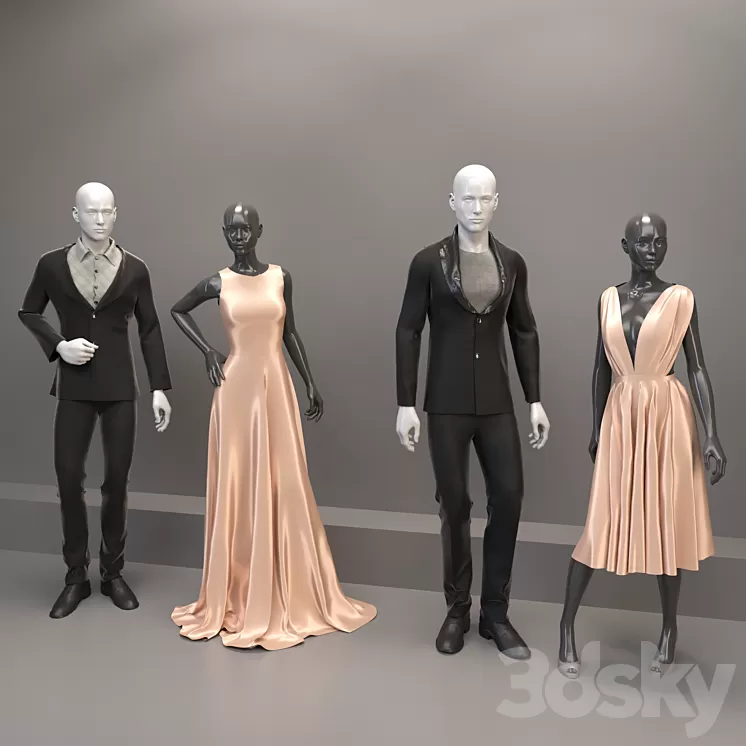 Women and men clothing 3D Model Women and men clothing 3D Model