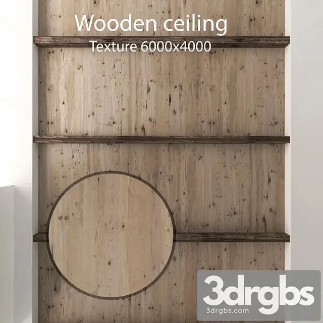 Wood  122 Wooden ceiling with beams 12 3D Model Download