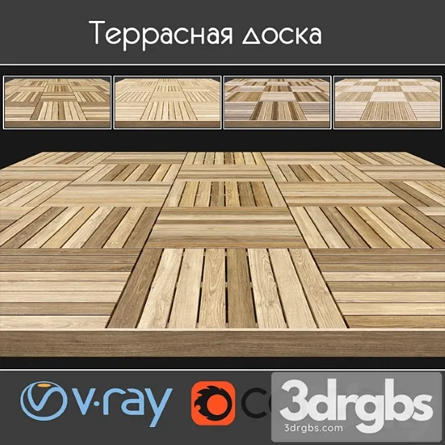 Wood  28 Decking on screw supports 11 3D Model Download