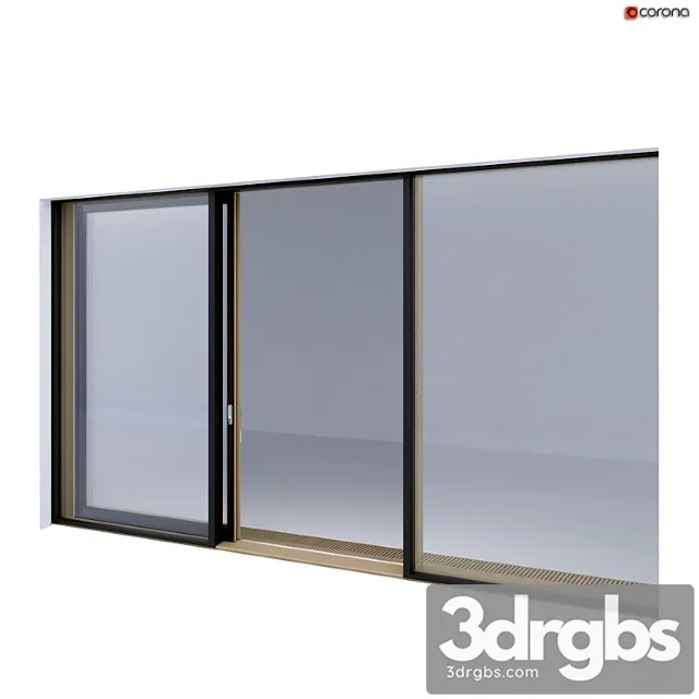 Wood-aluminum sliding stained-glass windows 2 3D Model Download