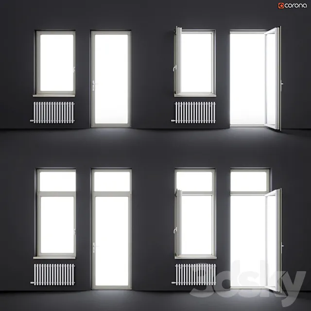 Wood-aluminum windows 3D Model