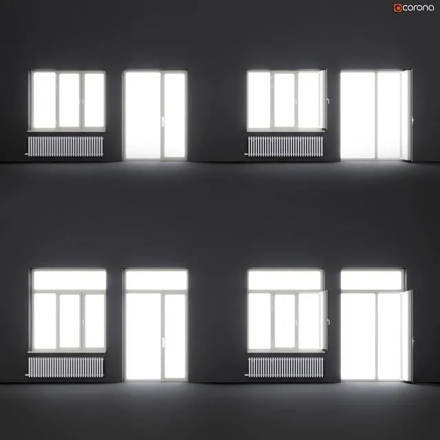 Wood-aluminum windows 3D Model