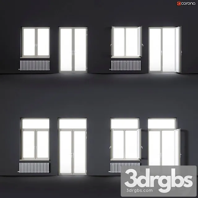 Wood-aluminum windows 3D Model Download