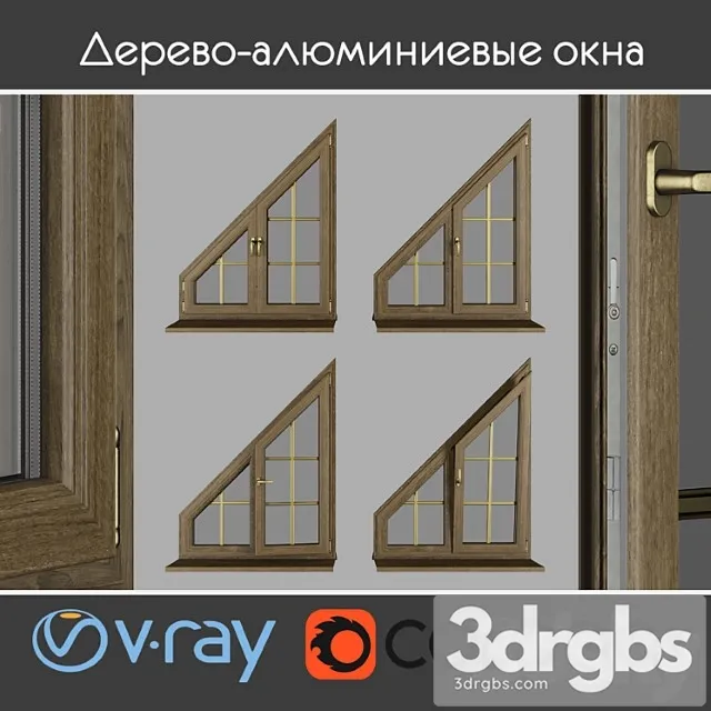 Wood – aluminum windows view 04 part 03 set 06 3D Model Download
