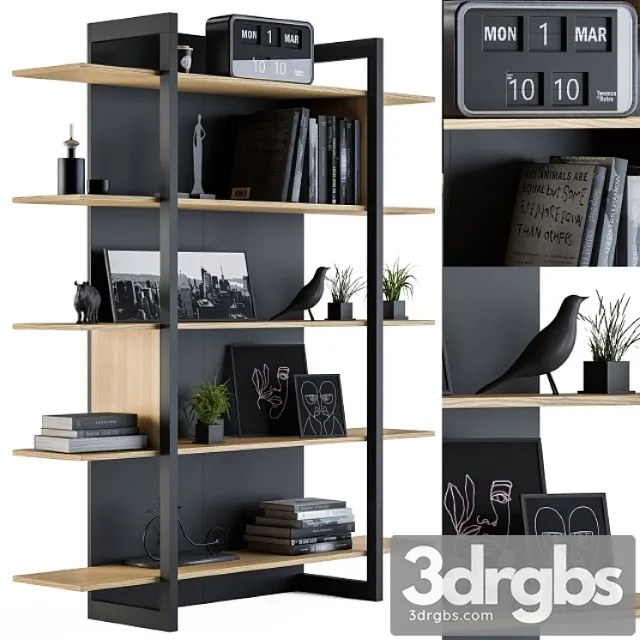 Wood and Black Rack 04 3D Model Download Wood and Black Rack 04 3D Model Download