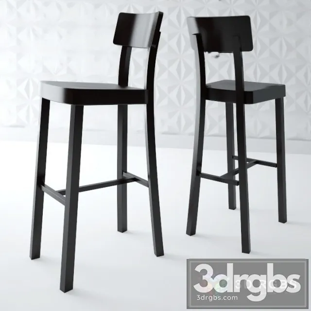 Wood Back Back Counter Stool 3D Model Download Wood Back Back Counter Stool 3D Model Download