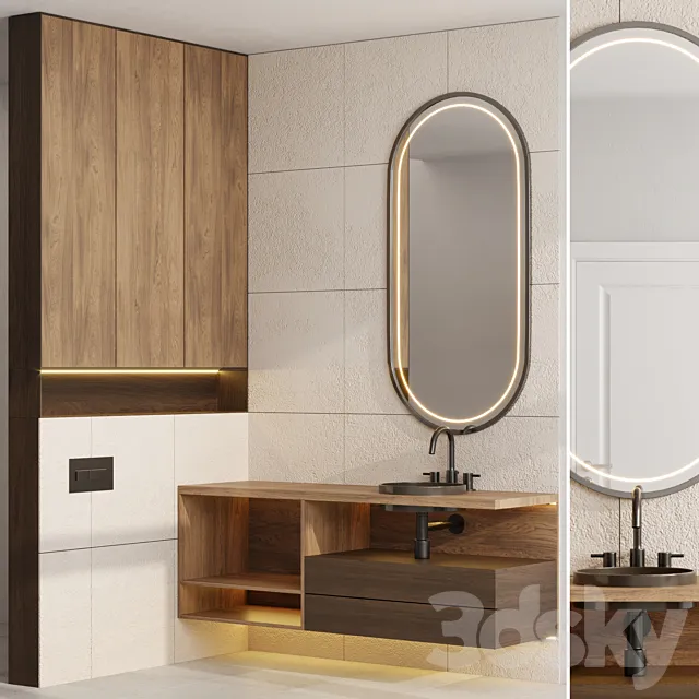 wood Bathroom furniture by Fauset Omnires Y set 18 3DModel wood Bathroom furniture by Fauset Omnires Y set 18 3DModel