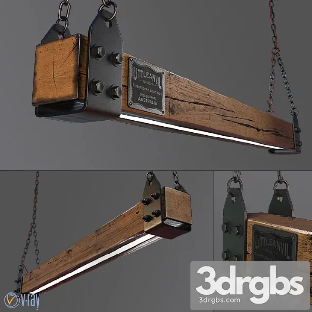 Wood beam led pendant light no.1 3D Model Download