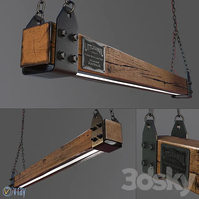 Wood Beam LED Pendant Light No.1 3D Model