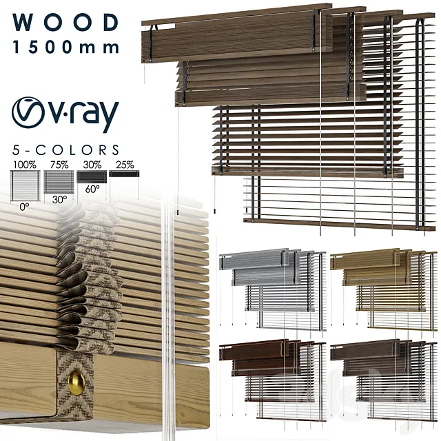 Wood Blind 1500mm-Vray 3D Model Wood Blind 1500mm-Vray 3D Model