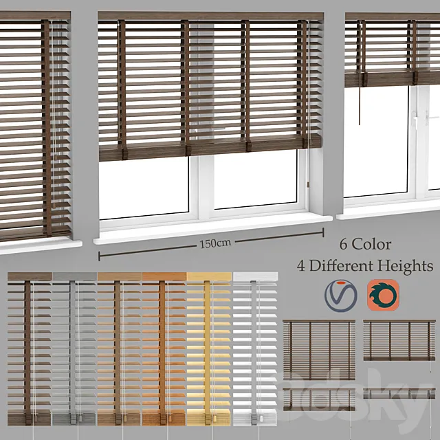 Wood blinds venetian 3D Model Wood blinds venetian 3D Model