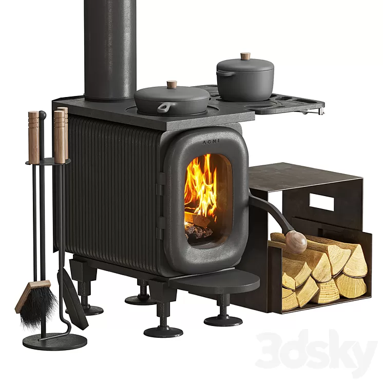 Wood burning stove AGNI 3D Model