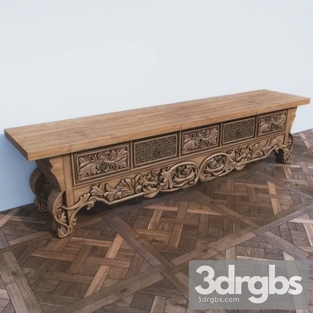 Wood Cabinet Stand 3D Model Download