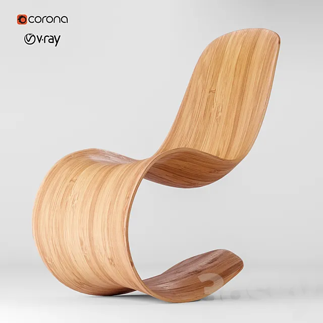 Wood curved chair 3DModel