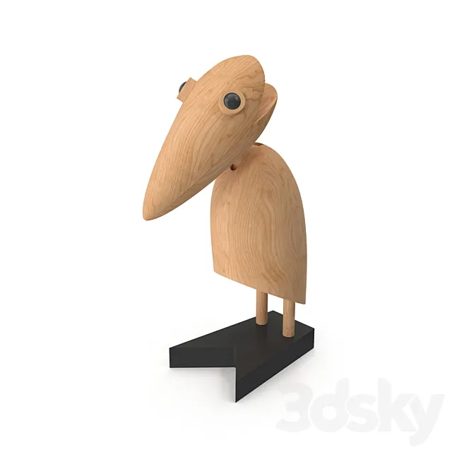 Wood Figurine Marabou 3DModel Wood Figurine Marabou 3DModel