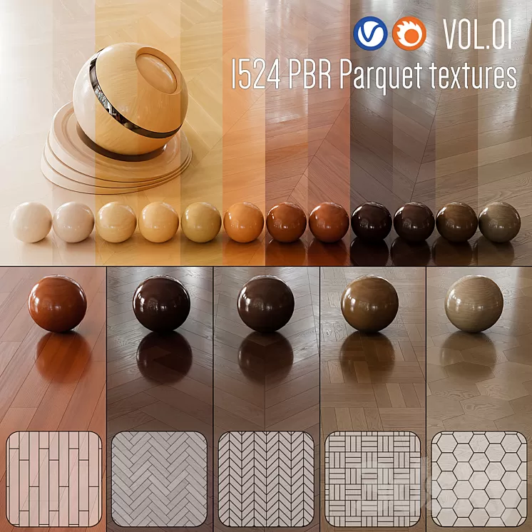 Wood Floor Set 01 3D Model