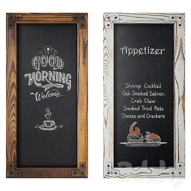 Wood Frame Chalkboard set1 3DModel