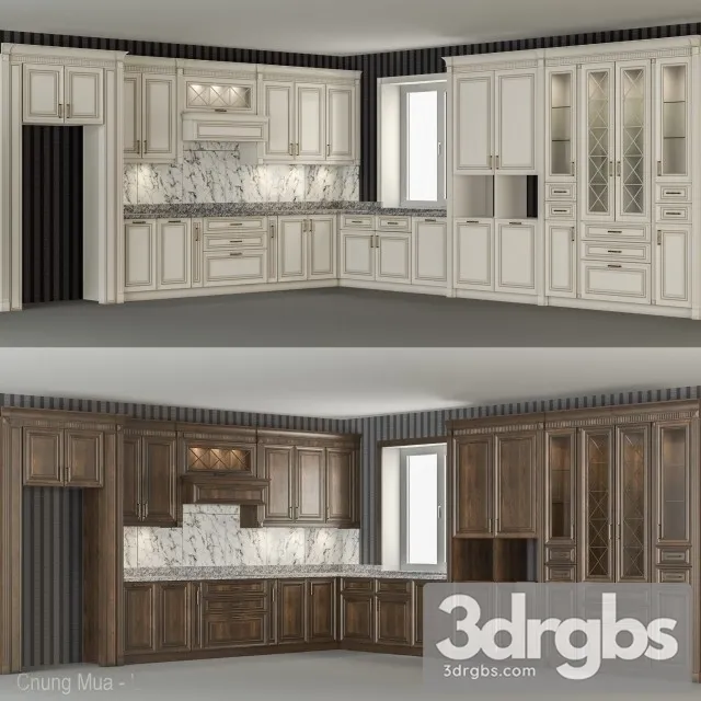 Wood Kitchen Wardrobe 3D Model Download