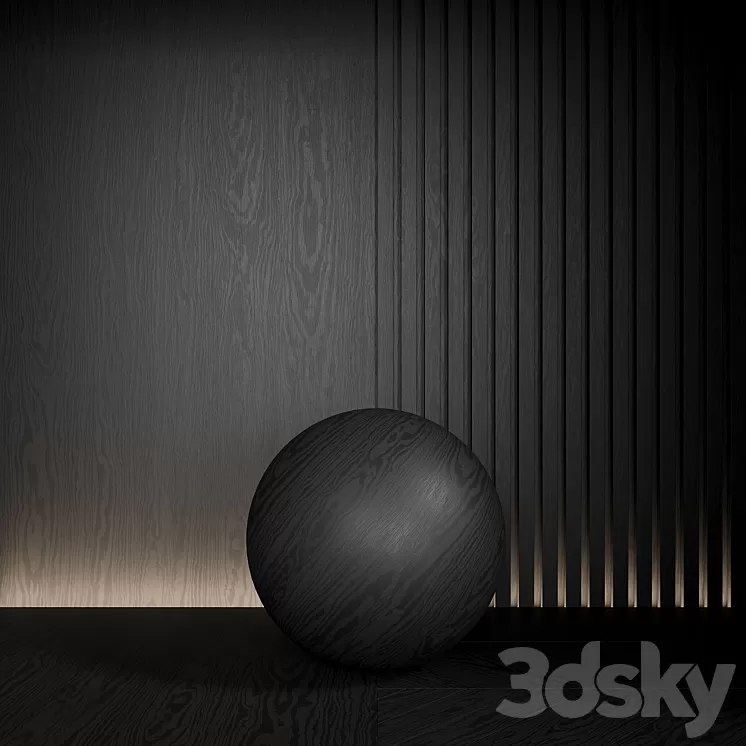 Wood material is seamless. Dark ebony. 3D Model