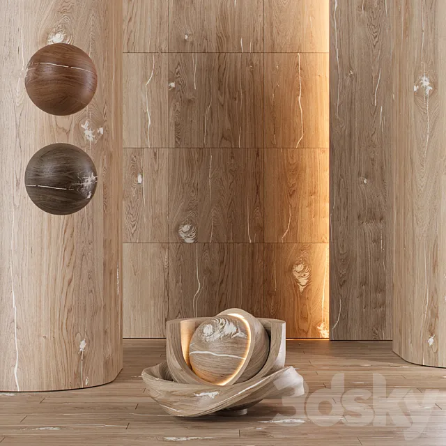 Wood material: vintage oak – set of 3 colors 3D Model