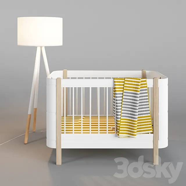 Wood Mini + Basic Bed And Zuiver Highland Floor Lamp 3D Model Wood Mini + Basic Bed And Zuiver Highland Floor Lamp 3D Model
