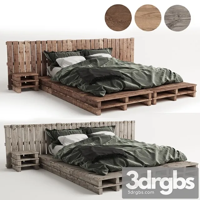 Wood pallet bed 2 3D Model Download