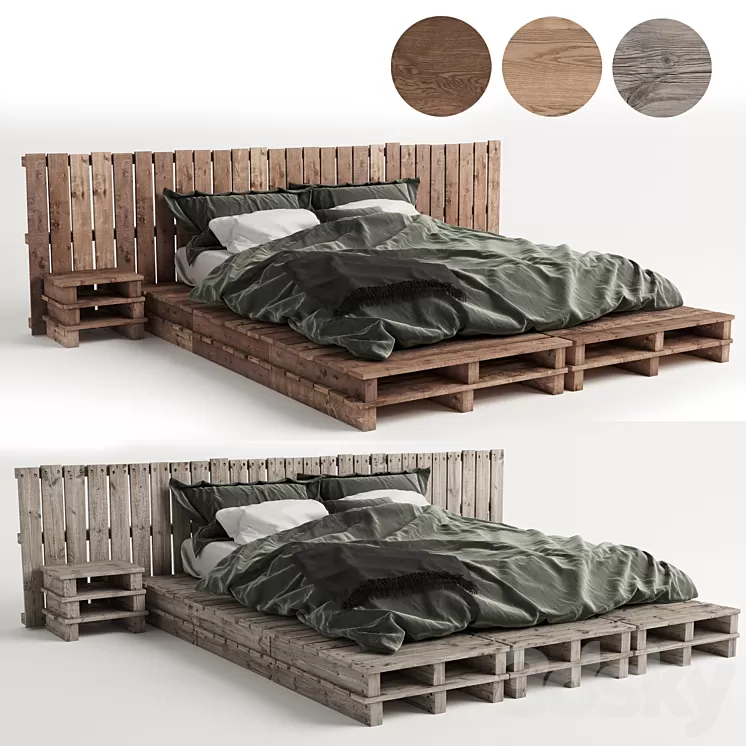 Wood pallet bed 3D Model