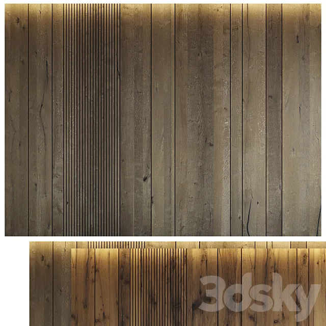 Wood panel set 6 3D Model