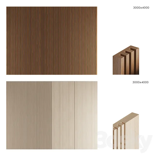 Wood panels set 1 3D Model