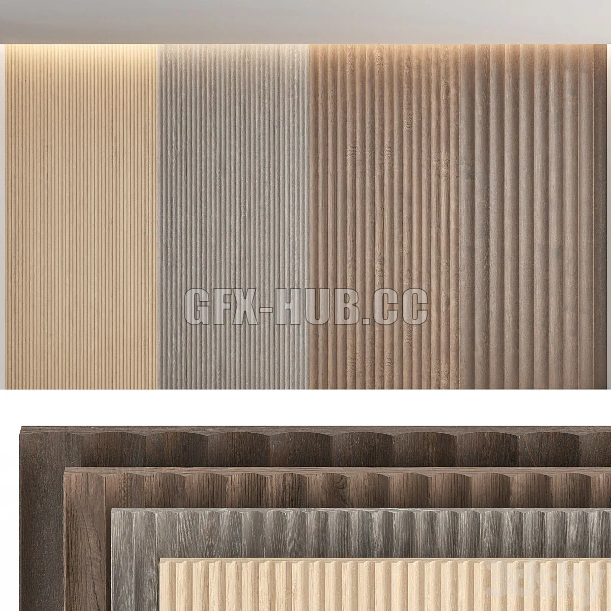 Wood panels set 7 3D Model