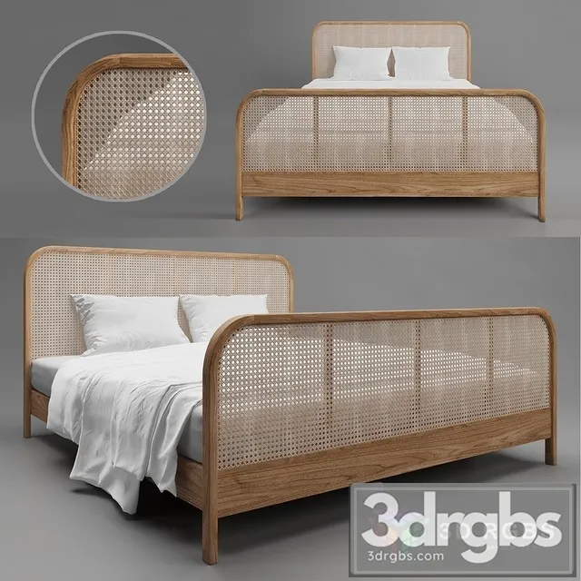 Wood Ratan Bed 3D Model Download