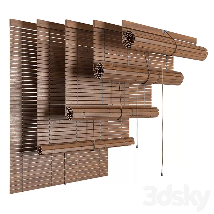 Wood roller blind 3D Model Wood roller blind 3D Model